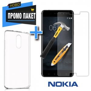 Силиконов Кейс + Стъклен Протектор за Nokia