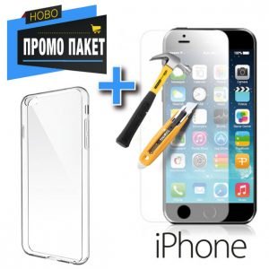 Силиконов Кейс + Стъклен Протектор за iPhone