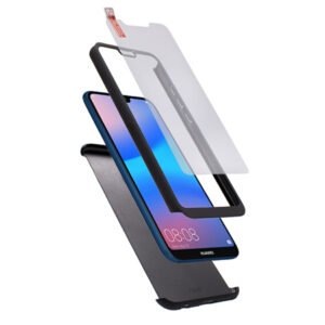 Калъф TopCase 360 със стъклен протектор за Huawei P20 Lite, Пластмаса, Черен