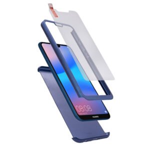 Калъф TopCase 360 със стъклен протектор за Huawei P20 Lite, Пластмаса, Син