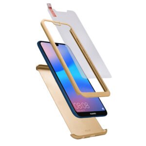 Калъф TopCase 360 със стъклен протектор за Huawei P20 Lite, Пластмаса, Златен