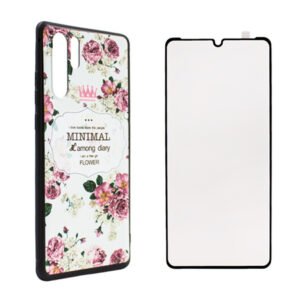 Силиконов гръб Vintage Flowers за Huawei P30 Pro, Розов + 5D Извит протектор за цял екран - imagine 1