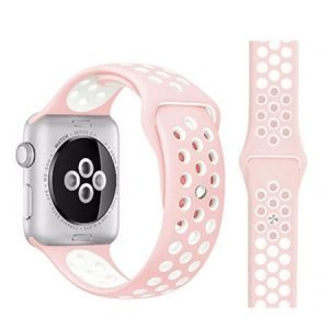Силиконова каишка с дупки за Apple Watch - Розово и Бяло - imagine 2