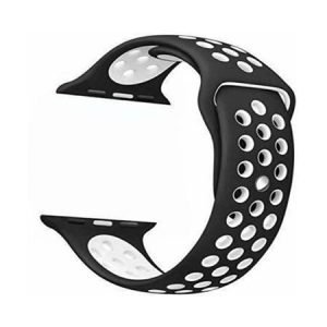 Силиконова каишка с дупки за Apple Watch - Черно и Бяло - imagine 2