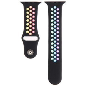 Силиконова каишка с дупки за Apple Watch - Черно Пъстра - imagine 2
