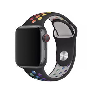 Силиконова каишка с дупки за Apple Watch - Черно Пъстра - imagine 1