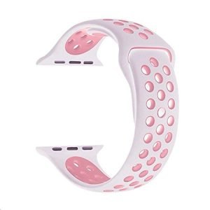 Силиконова каишка с дупки за Apple Watch - Бяло и Розово - imagine 2
