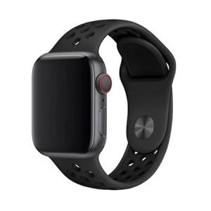 Силиконова каишка с дупки за Apple Watch - Черна - imagine 1