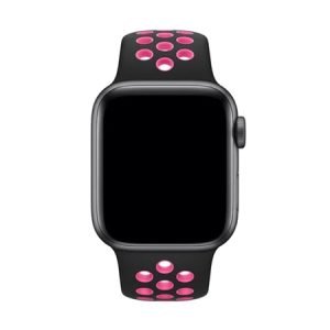 Силиконова каишка с дупки за Apple Watch - Черно и Розово - imagine 2
