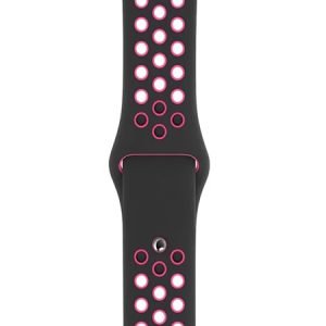 Силиконова каишка с дупки за Apple Watch - Черно и Розово - imagine 3