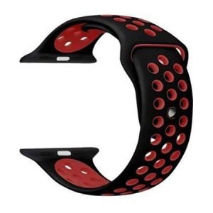Силиконова каишка с дупки за Apple Watch - Черно и Червено - imagine 2