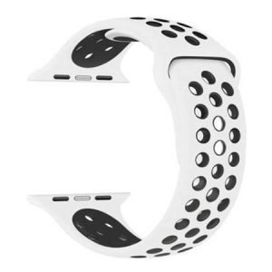 Силиконова каишка с дупки за Apple Watch - Бяло и Черно - imagine 2