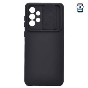 Husă din silicon cu Protector pentru Cameră pentru Samsung Galaxy A72 - Neagră