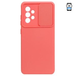 Husă din silicon cu Protector pentru Cameră pentru Samsung Galaxy A72 - Roz