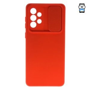 Husă din silicon cu Protector pentru Cameră pentru Samsung Galaxy A72 - Roșu