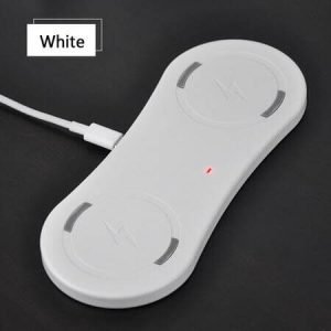 Безжично зарядно устройство 2в1 Qi Wireless Charger - Бяло - imagine 3