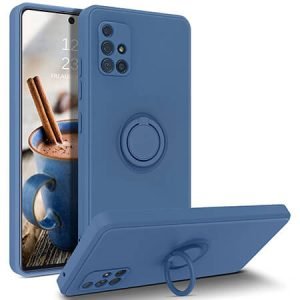 Силиконов калъф с RING за Samsung A71 - Син - imagine 1