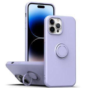 Силиконов калъф с RING за iPhone 14 Pro Max - Лилав - imagine 1