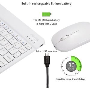 Комплект Bluetooth безжична клавиатура с мишка - Бяла - imagine 2