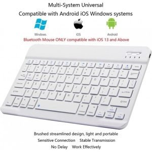 Комплект Bluetooth безжична клавиатура с мишка - Бяла - imagine 3