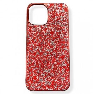 Дизайнерски луксозен гръб с лъскави камъни за iPhone 14 Plus - Червен - imagine 1