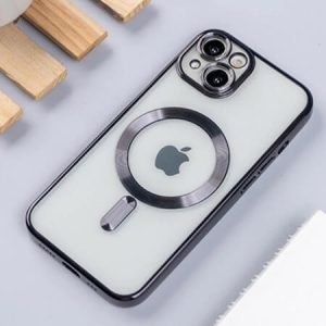 Луксозен прозрачен кейс с MagSafe за iPhone 13 - Черен - imagine 1