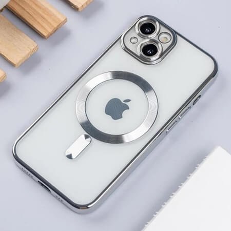husă de lux pentru iPhone 14 - 14 plus magsafe - argintie