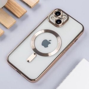 Луксозен прозрачен кейс с MagSafe за iPhone 14 Plus - Златист - imagine 1