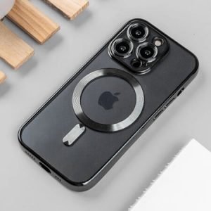 Луксозен прозрачен кейс с MagSafe за iPhone 12 Pro - Черен - imagine 1