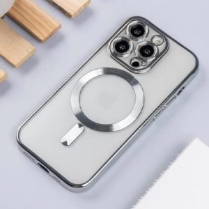 Луксозен прозрачен кейс с MagSafe за iPhone 14 Pro - Сребрист - imagine 1
