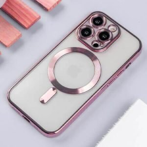 Луксозен прозрачен кейс с MagSafe за iPhone 13 Pro - Розов - imagine 1