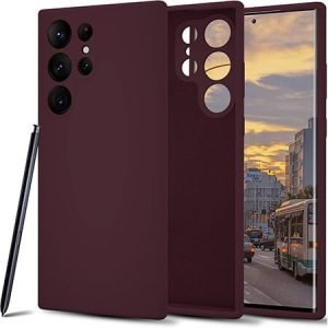 Луксозен силиконов калъф за Samsung Galaxy S23 Ultra - Виненочервен - imagine 1