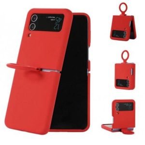 Husa din silicon cu inel pentru Samsung Galaxy Z Flip 4 - Rosie