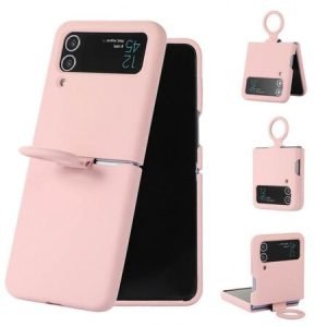 Husa din silicon cu inel pentru Samsung Galaxy Z Flip 4 - Roz deschis