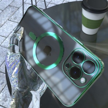Husă transparentă de lux cu MagSafe pentru iPhone 15 Pro - Verde