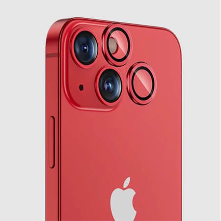 Protector din sticlă 3D, lentilă pentru iPhone 15 Plus - roșu vin