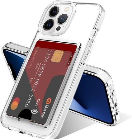 Husa transparenta din silicon pentru iPhone 14 Pro cu buzunar