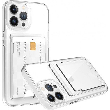 Husa transparenta din silicon pentru iPhone 14 Pro cu buzunar