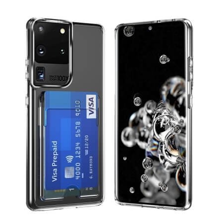Husa transparenta din silicon pentru Samsung Galaxy S20 Ultra cu buzunar