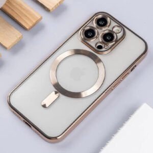 Husă transparentă de lux cu MagSafe pentru iPhone 15 Pro - Aur