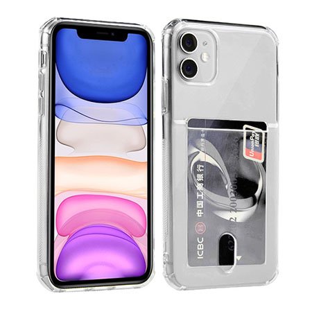 Husa transparenta din silicon pentru iPhone 11 cu buzunar