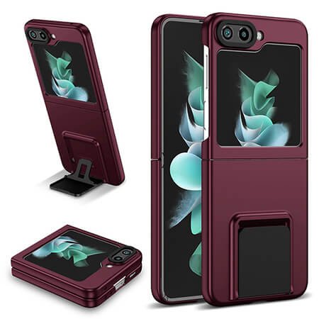 Husă Thin Fit cu suport pentru Samsung Galaxy Z Flip 5 - Roșu Vin