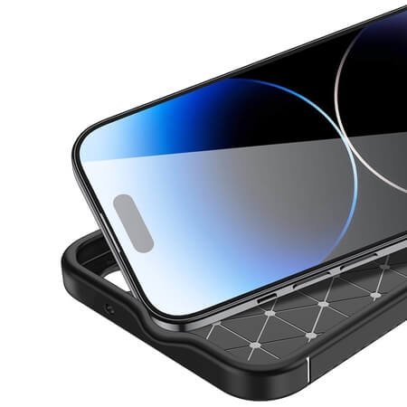 Spate din carbon, Carbon Autofocus pentru iPhone 15 - Negru