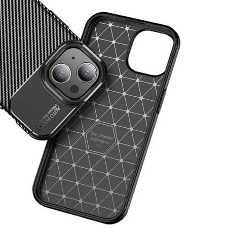 Spate din carbon, Carbon Autofocus pentru iPhone 15 - Negru
