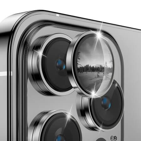 Protector din sticlă 3D, obiectiv pentru cameră pentru iPhone 15 Pro - gri închis