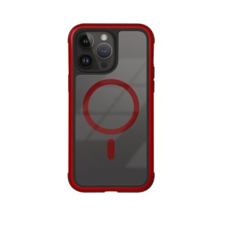 Husa KZDOO MagSafe Ares pentru iPhone 14 Pro - Rama Transparenta / Rosie