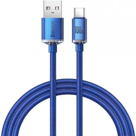 Cablu de încărcare BASEUS Crystal Shine USB - Type-C 100W, 1.2M - Albastru