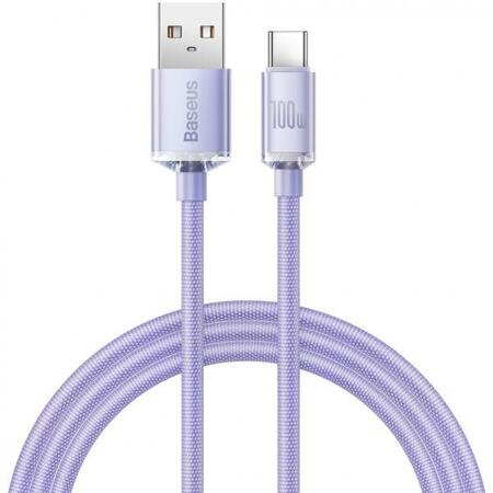 Cablu de încărcare BASEUS Crystal Shine USB - Type-C 100W, 1.2M - Violet