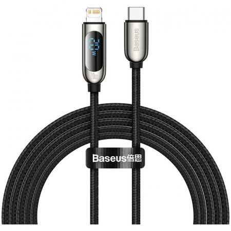 Cablu de încărcare BASEUS Display USB-C la Lightning 20W, 2M - Negru