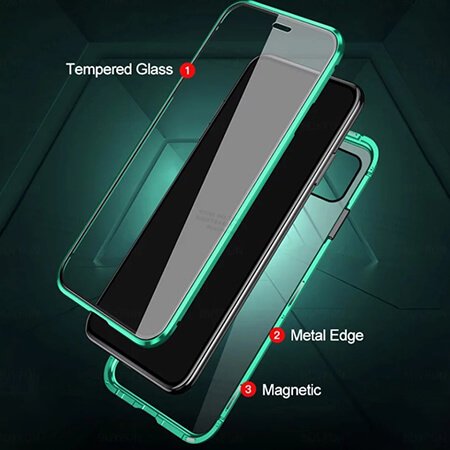 Carcasă magnetică din sticlă 360° pentru iPhone 15 Plus